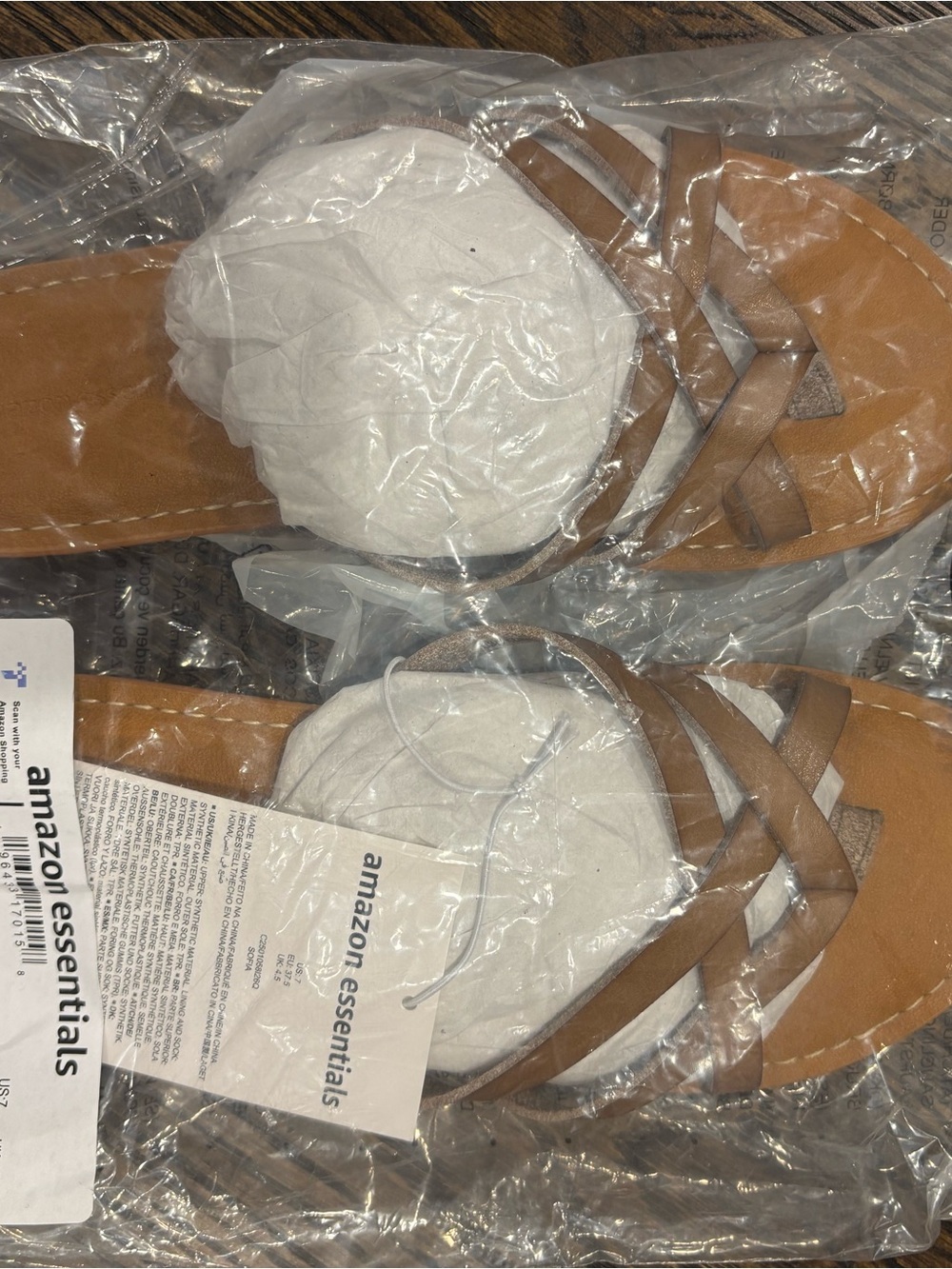 Amazon Essentials Women's Tan Crisscross Slide Sandals - Picture 3 of 3